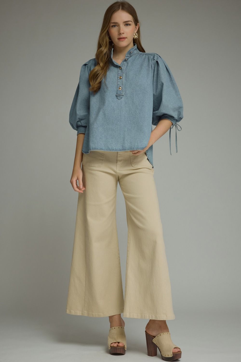 3/4 Puff Sleeve Denim