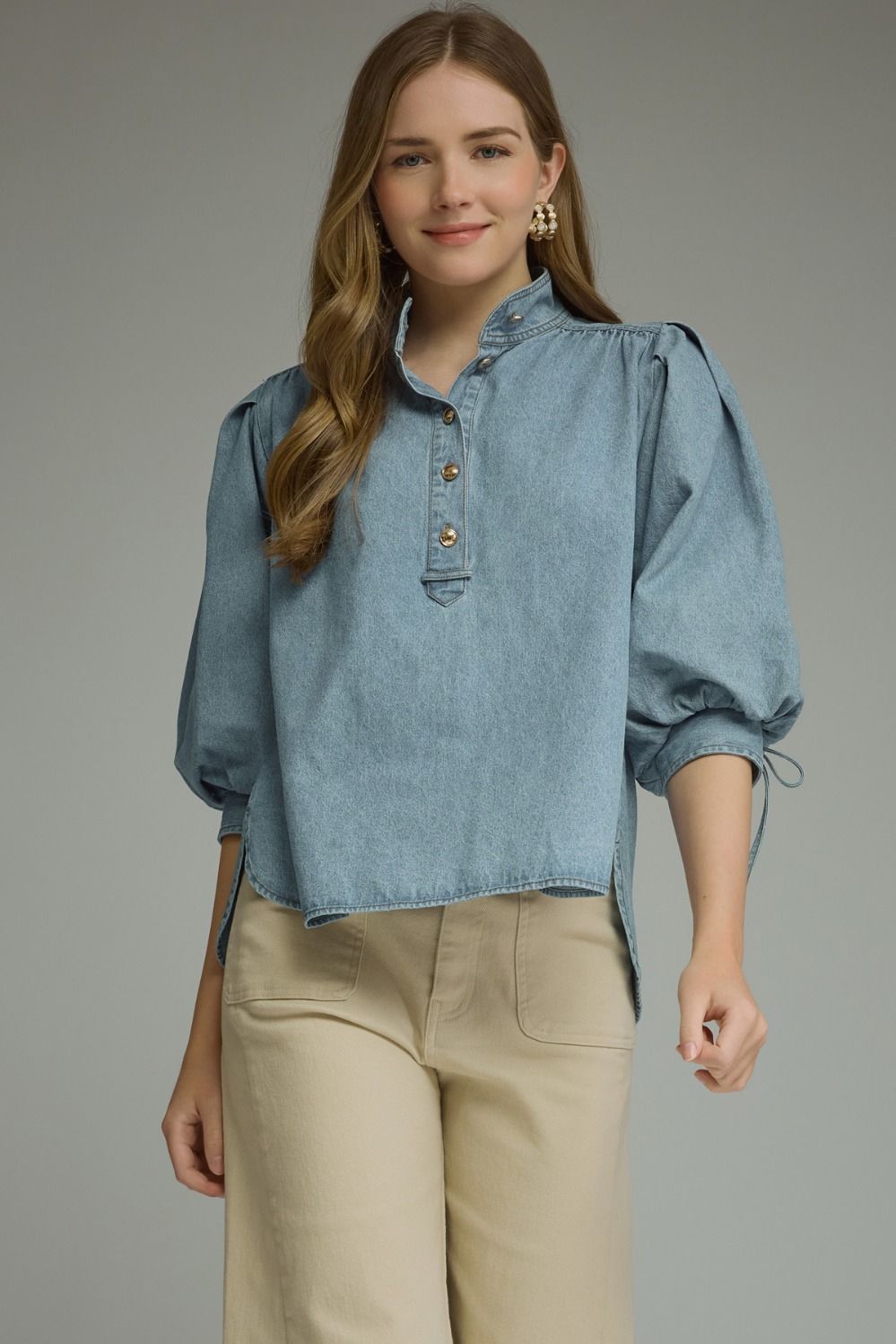 3/4 Puff Sleeve Denim