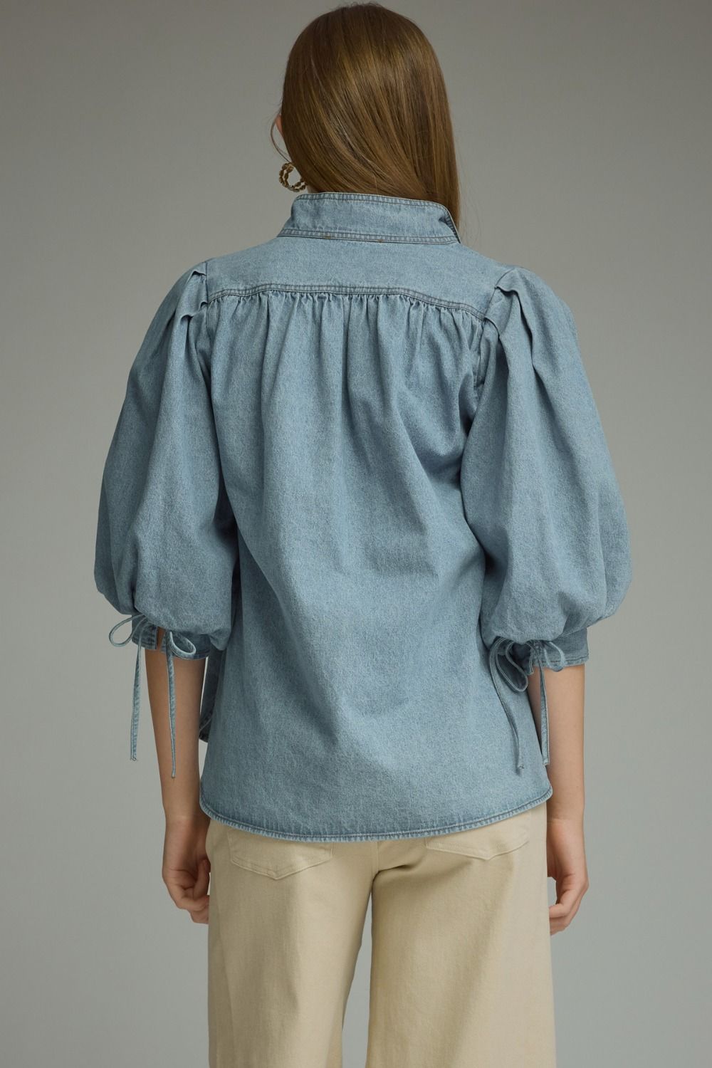 3/4 Puff Sleeve Denim