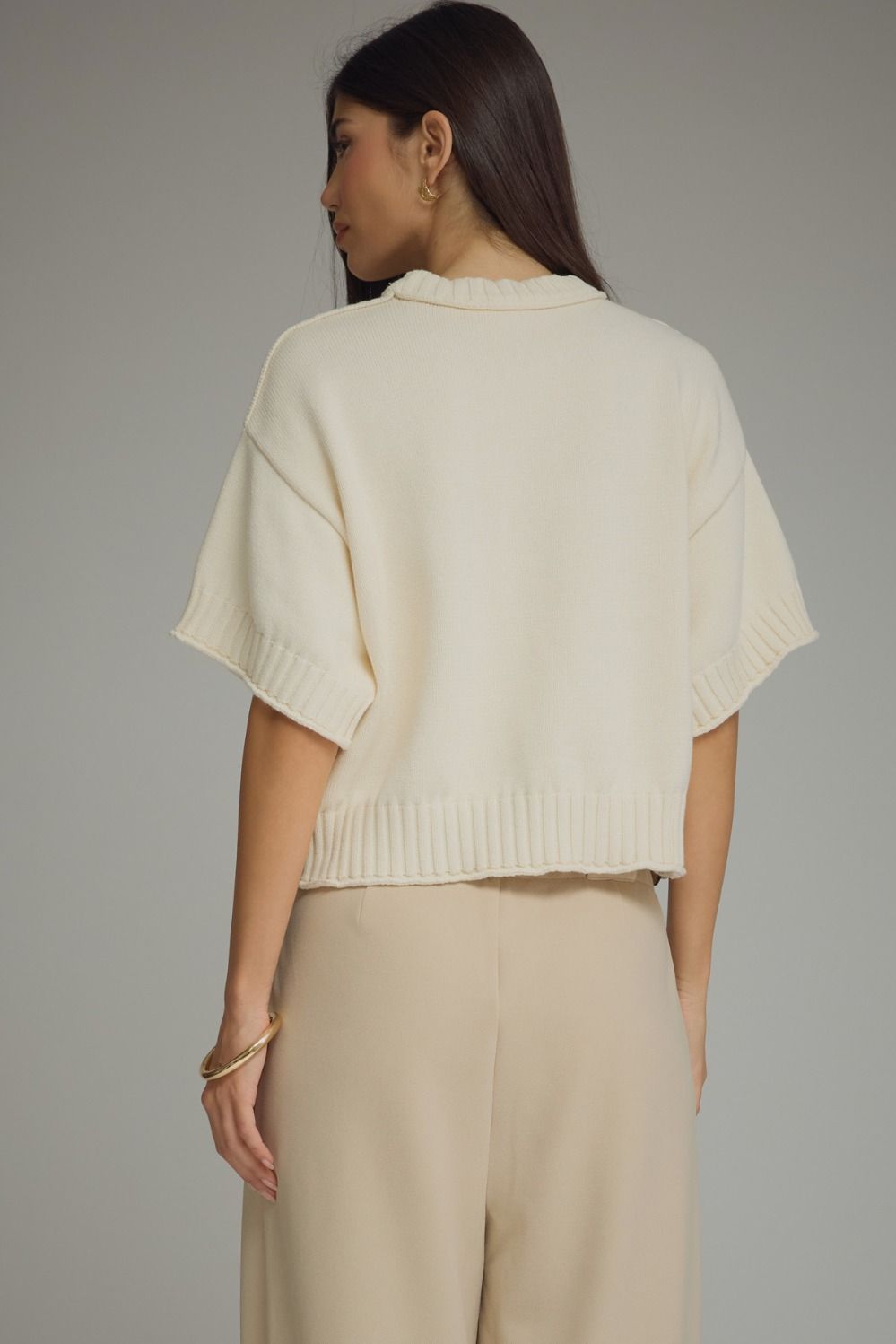 Cotton Detail Short Sweater