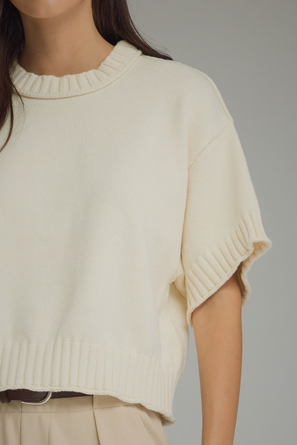Cotton Detail Short Sweater
