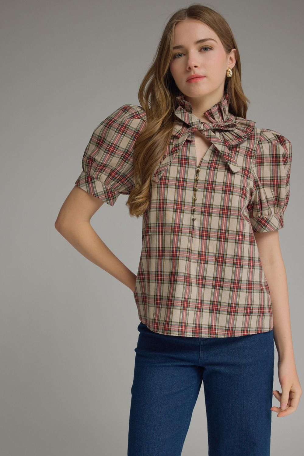 Plaid Bow Top