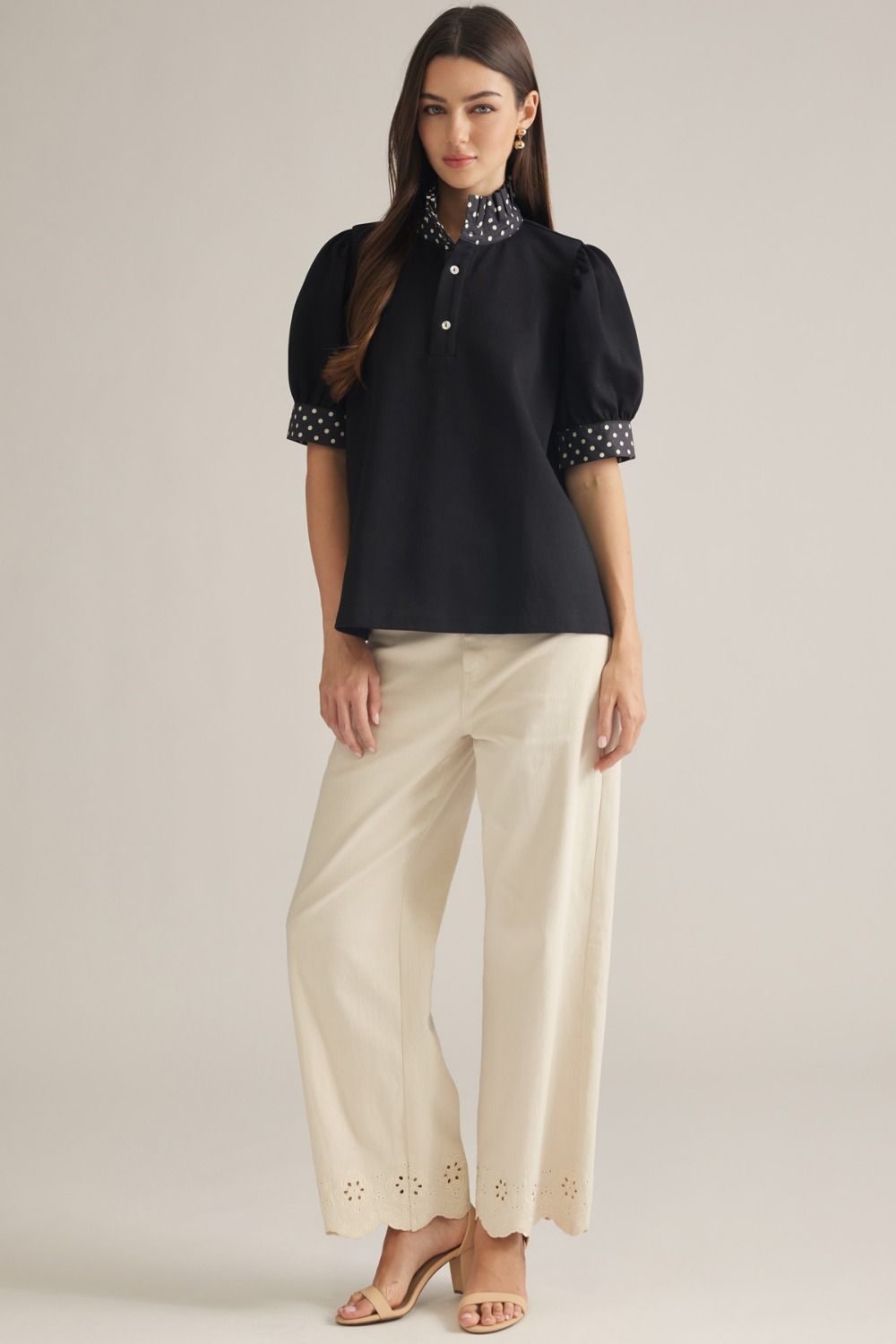 Polka Dot Trim Top