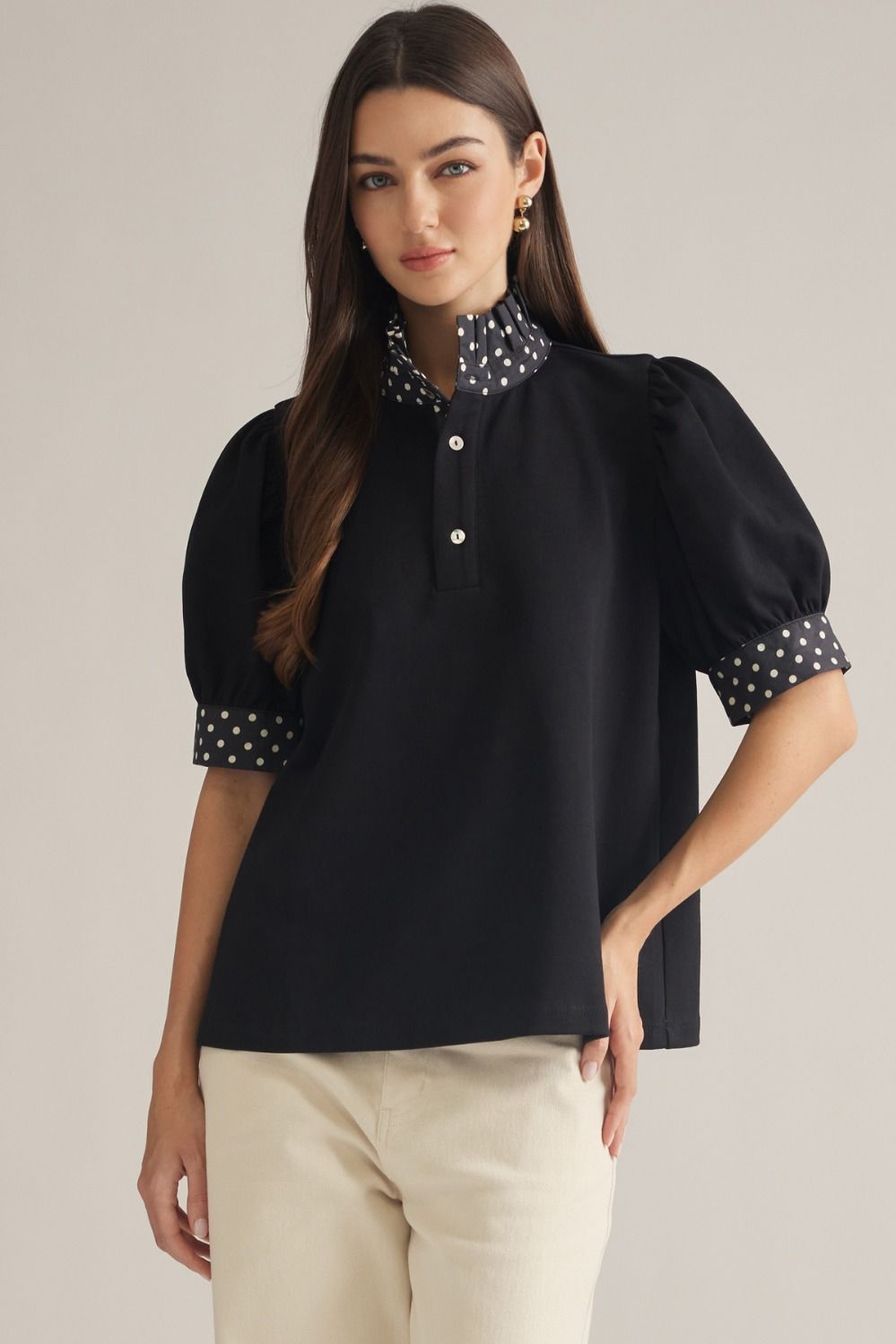 Polka Dot Trim Top