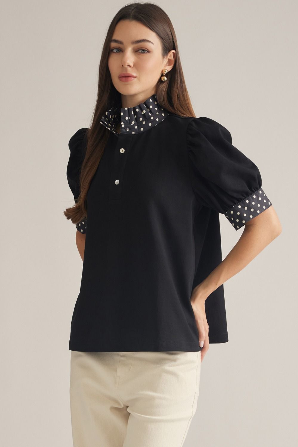 Polka Dot Trim Top