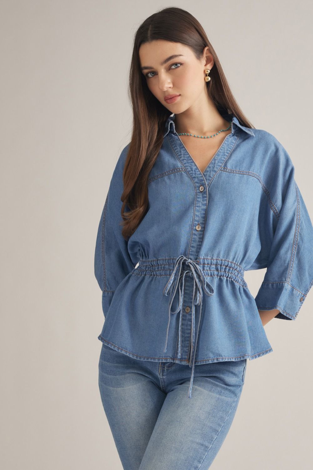 3/4 Drawstring Denim