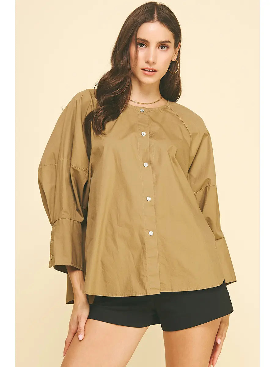 Chloe Khaki Button Down