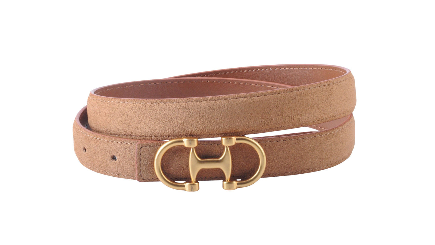 Stitched Leather Belt with Horsebit Buckle｜Equestrian Style