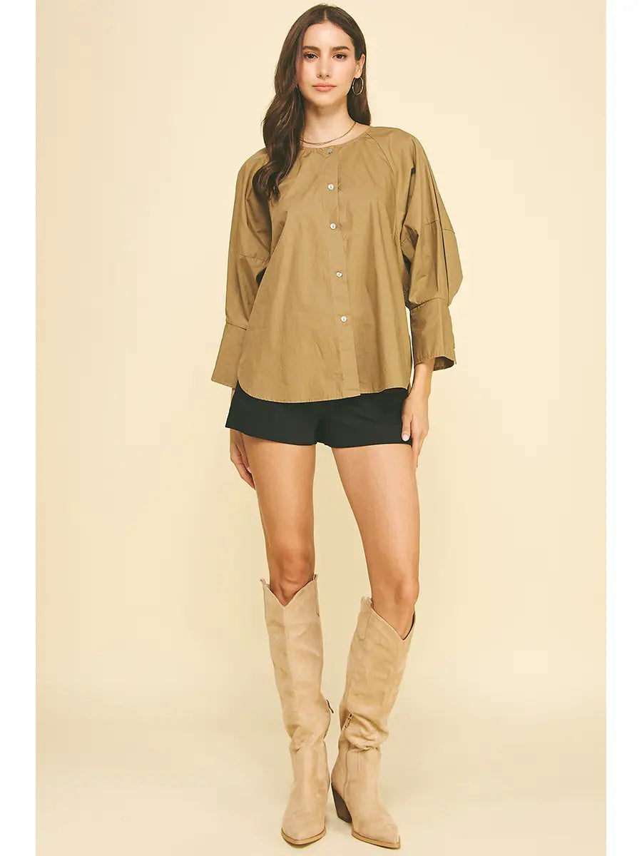 Chloe Khaki Button Down