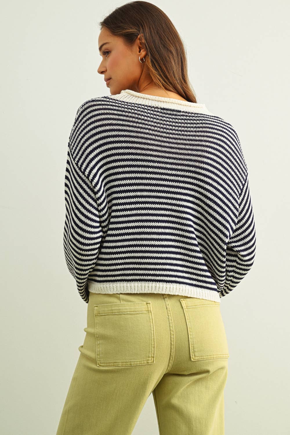 STRIPE BUTTON KNIT CARDI