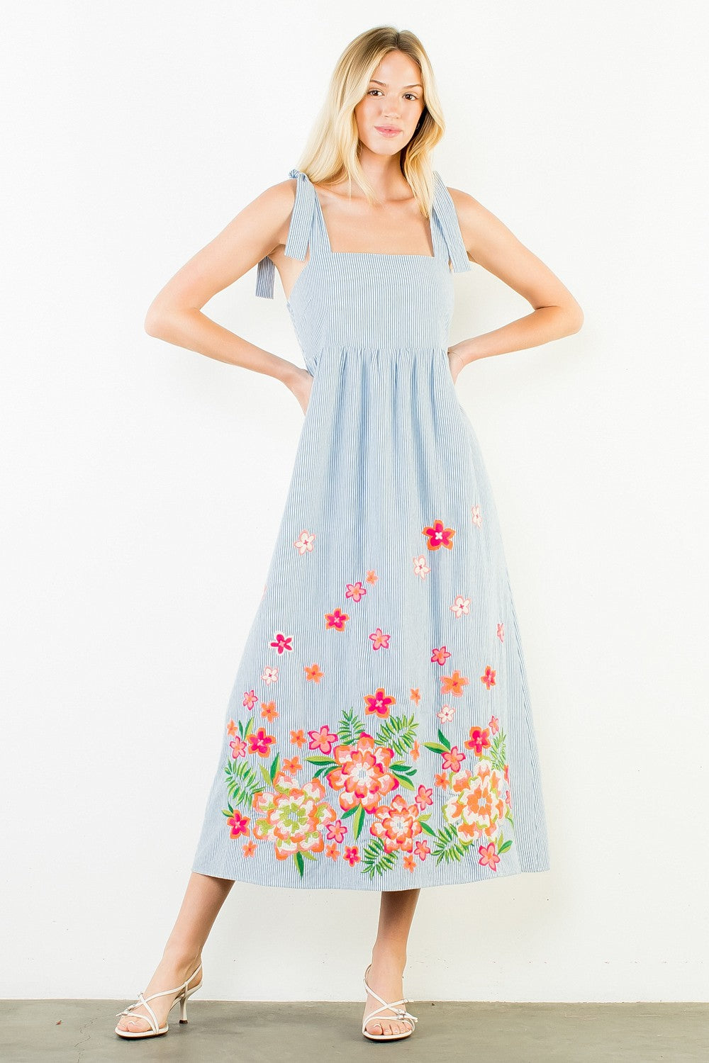 Embroidered Tie Dress