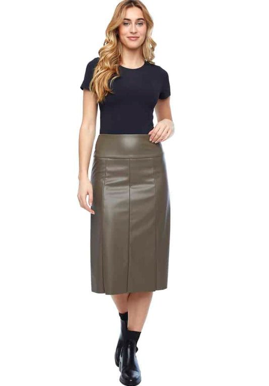 Gal Vegan Soft Leather Midi Skirt