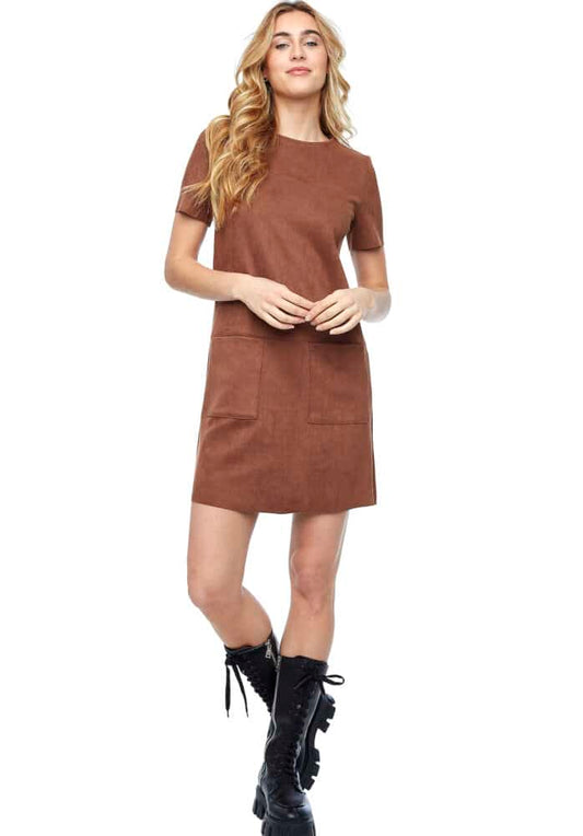 Ariana Faux Suede Shift Dress