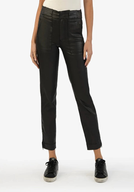 Kut Reese Coated Ankle Straight Leg (Black)