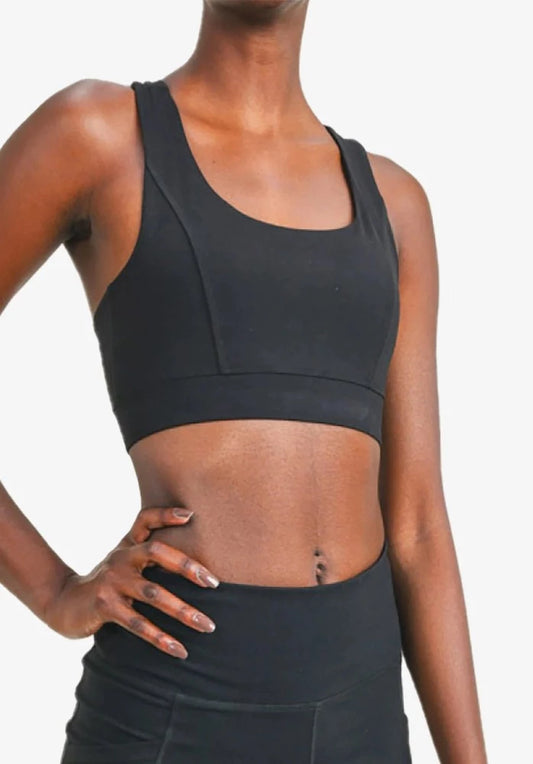 Mono B Women's Curvy Black Racerback Sport Bra