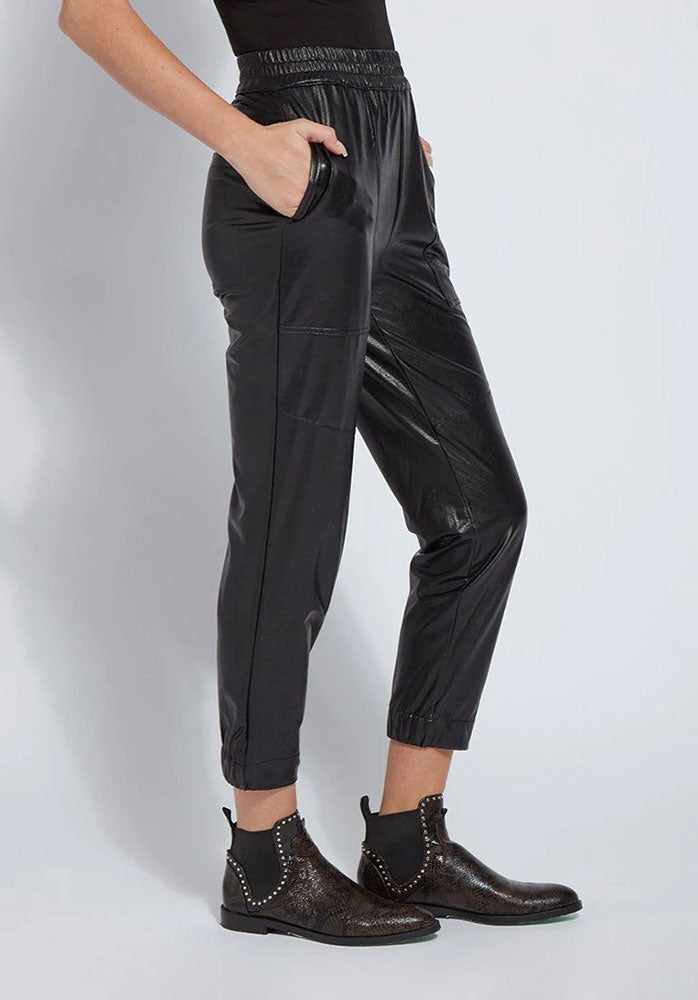 lysse brisk leather jogger black side view shop margos and co