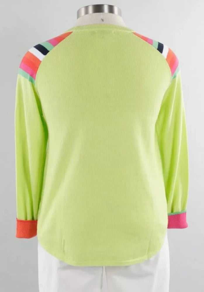 Zaket & Plover Stripe Shoulder Sweater - Lime